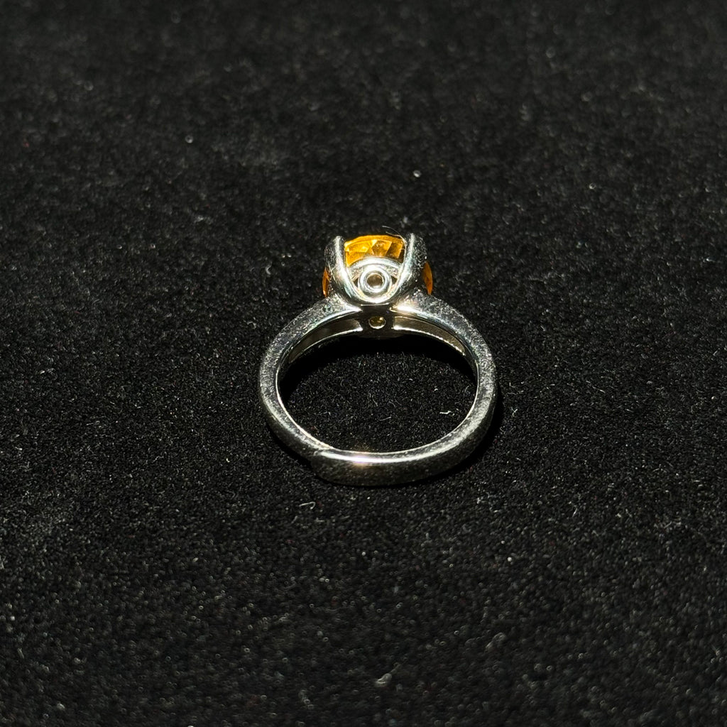 Natural Citrine Round Faceted Prong‑Set Adjustable Open Ring