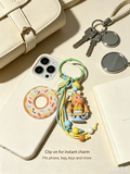 Cute Cartoon Doll Phone Charm Keychain, Colorful Braided Wrist Strap, Kawaii Handbag Bag Pendant Accessory
