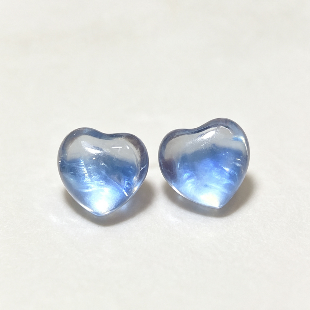 Natural Aquamarine Heart Stud Earrings, Crystal Love Shape Ear Jewelry