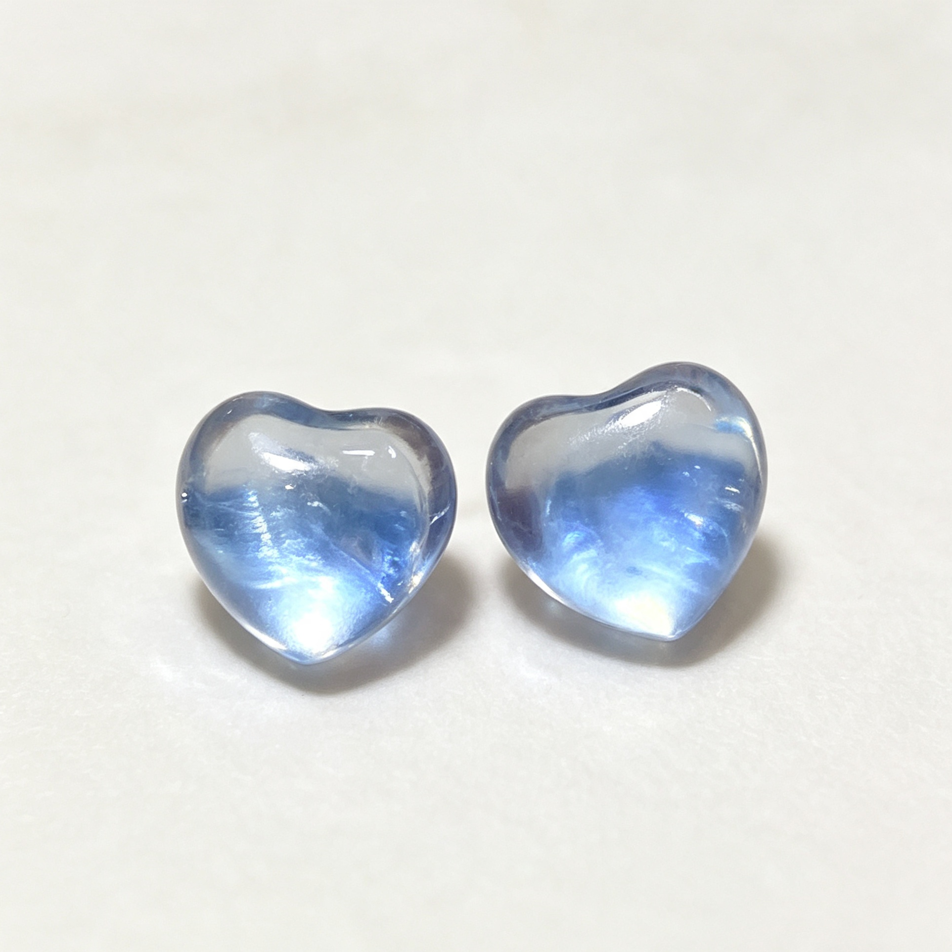 Natural Aquamarine Heart Stud Earrings, Crystal Love Shape Ear Jewelry