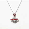 Red Enamel Saturn Orb Pendant Necklace, Classic Vivienne Inspired Planet Jewelry