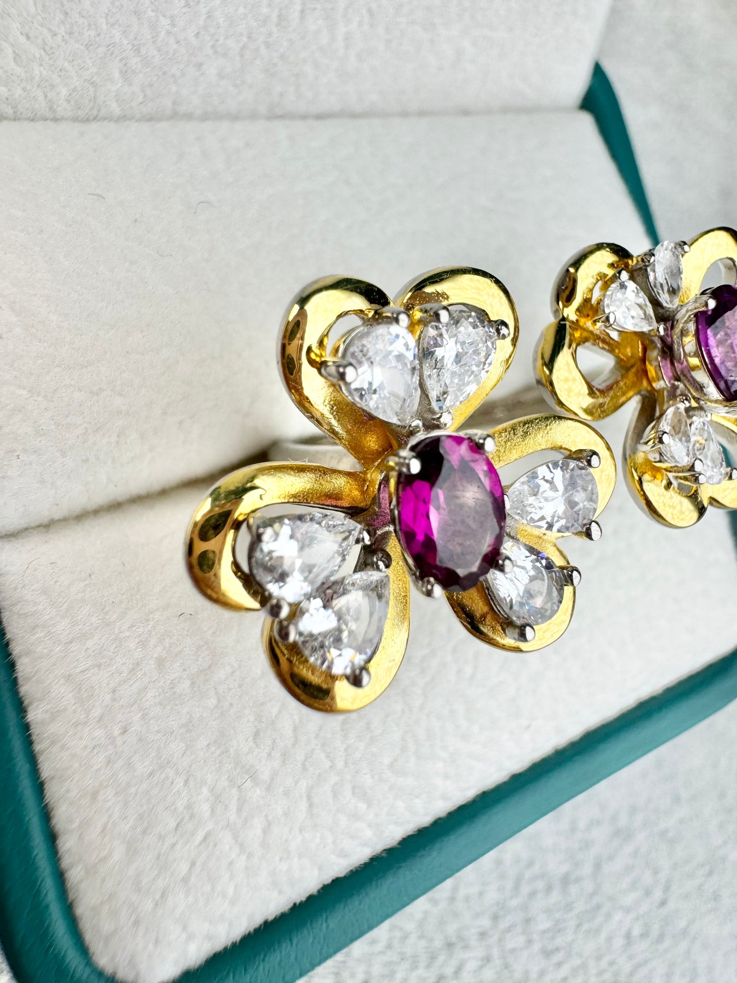 Purple Garnet Flower S925 Ring