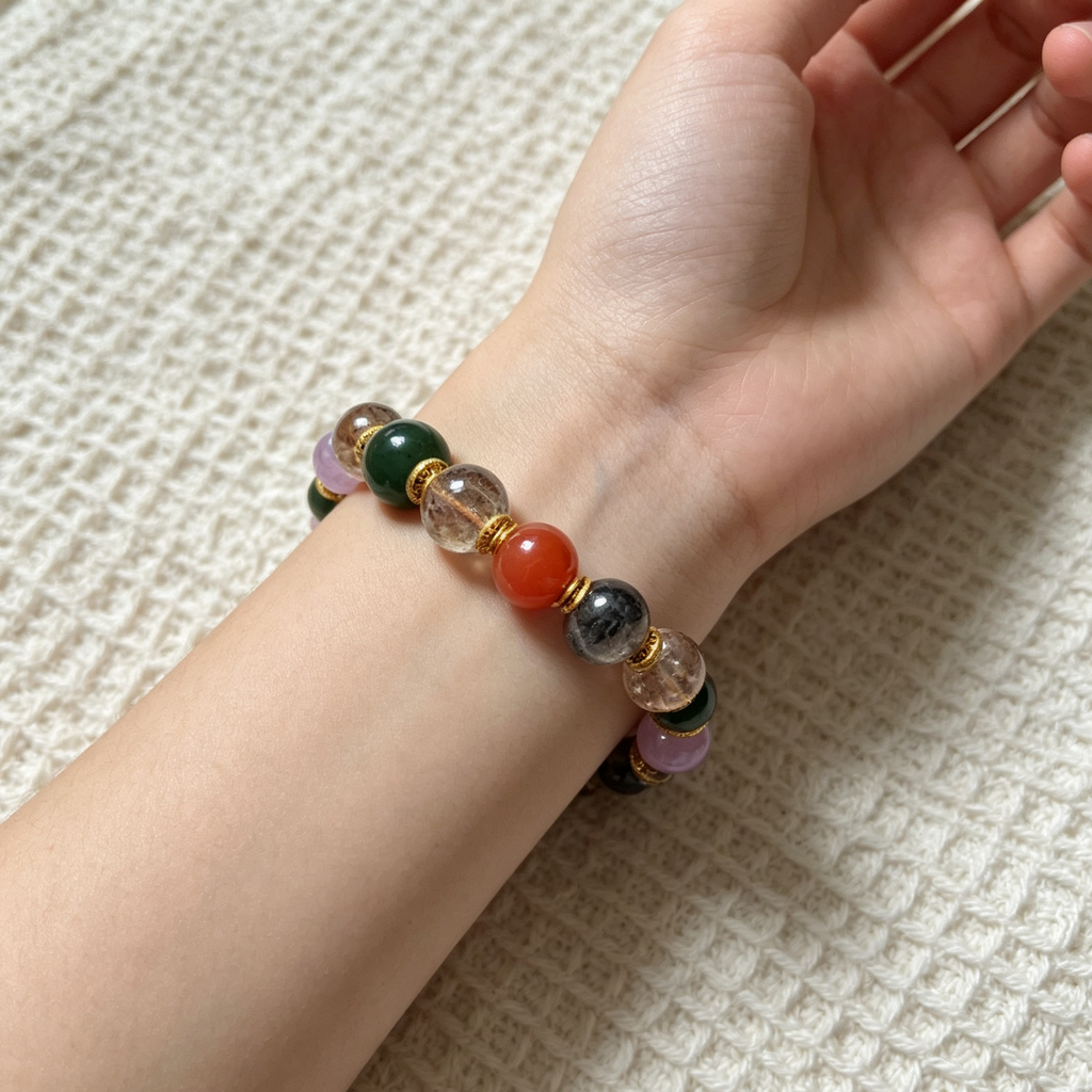 Natural Multi‑Gemstone Mixed Stretch Bracelet