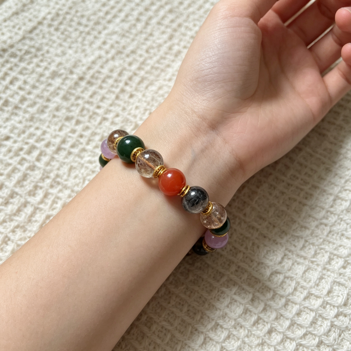 Natural Multi‑Gemstone Mixed Stretch Bracelet