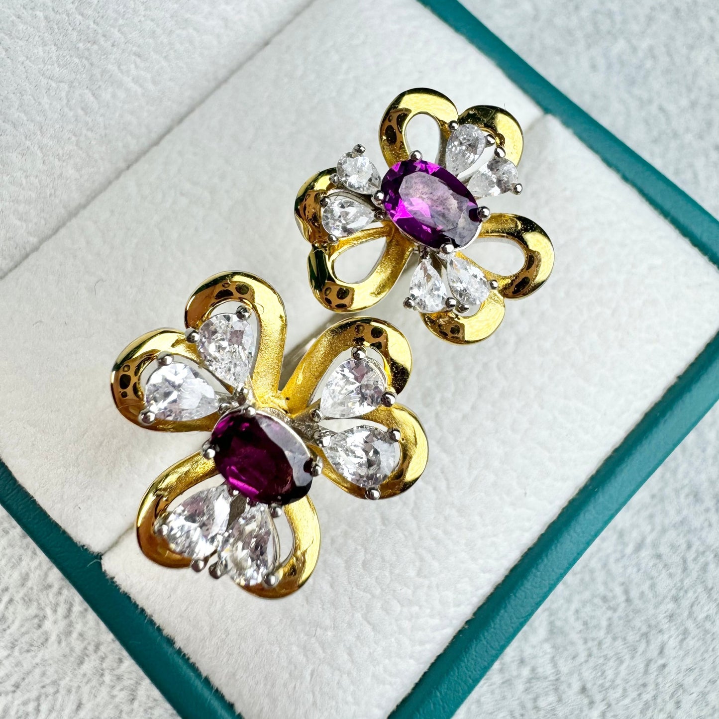 Purple Garnet Flower S925 Ring