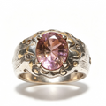 Vintage Two-Tone Carved Sterling Silver Natural Ametrine Statement Ring