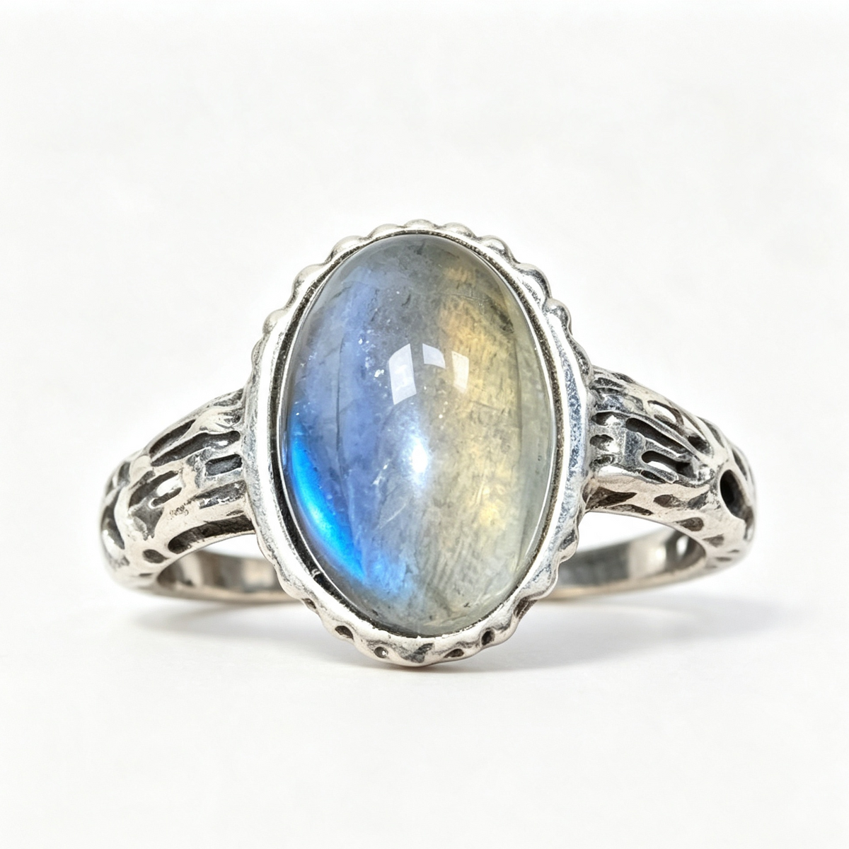 Natural Labradorite Oval S925 Adjustable Ring
