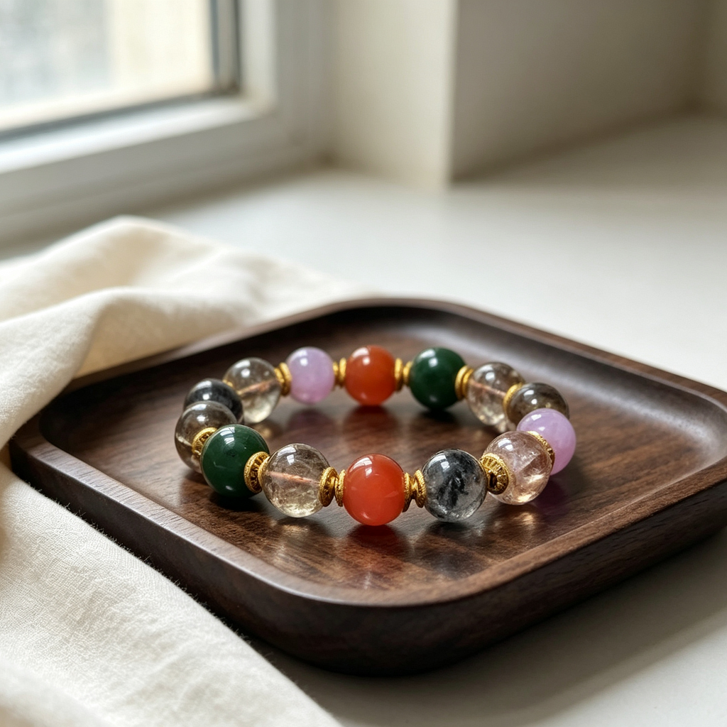 Natural Multi‑Gemstone Mixed Stretch Bracelet