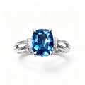 London Blue Topaz Square Cut S925 Adjustable Ring
