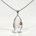 Natural White Phantom Quartz Teardrop Pendant Necklace