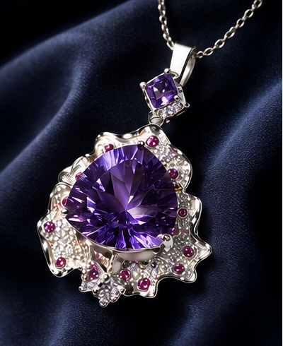 Natural Amethyst 3‑Piece Jewelry Set, Triangle‑Cut Amethyst Pendant, Ring & Stud Earrings, Royal Purple Statement Healing Crystal Jewelry Set