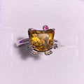 Natrual citrine kitty shaped s925 ring