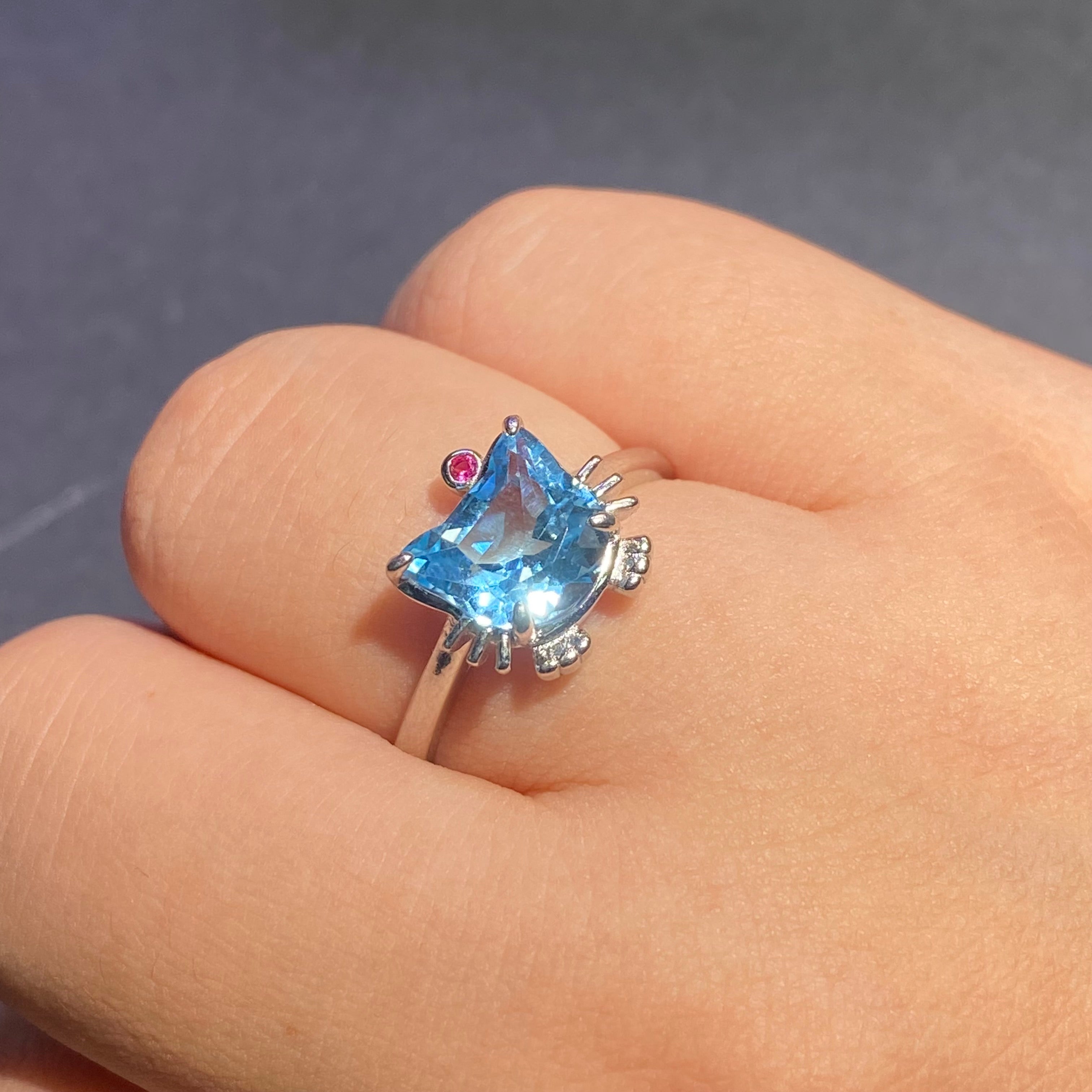 Natrual citrine kitty shaped s925 ring