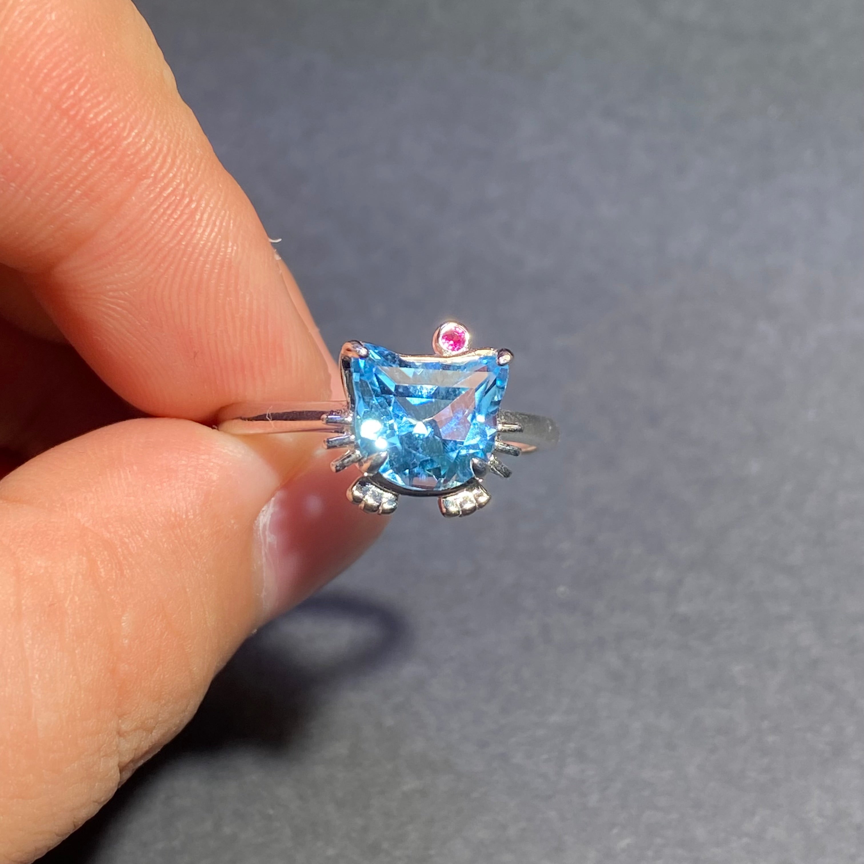 Natrual citrine kitty shaped s925 ring