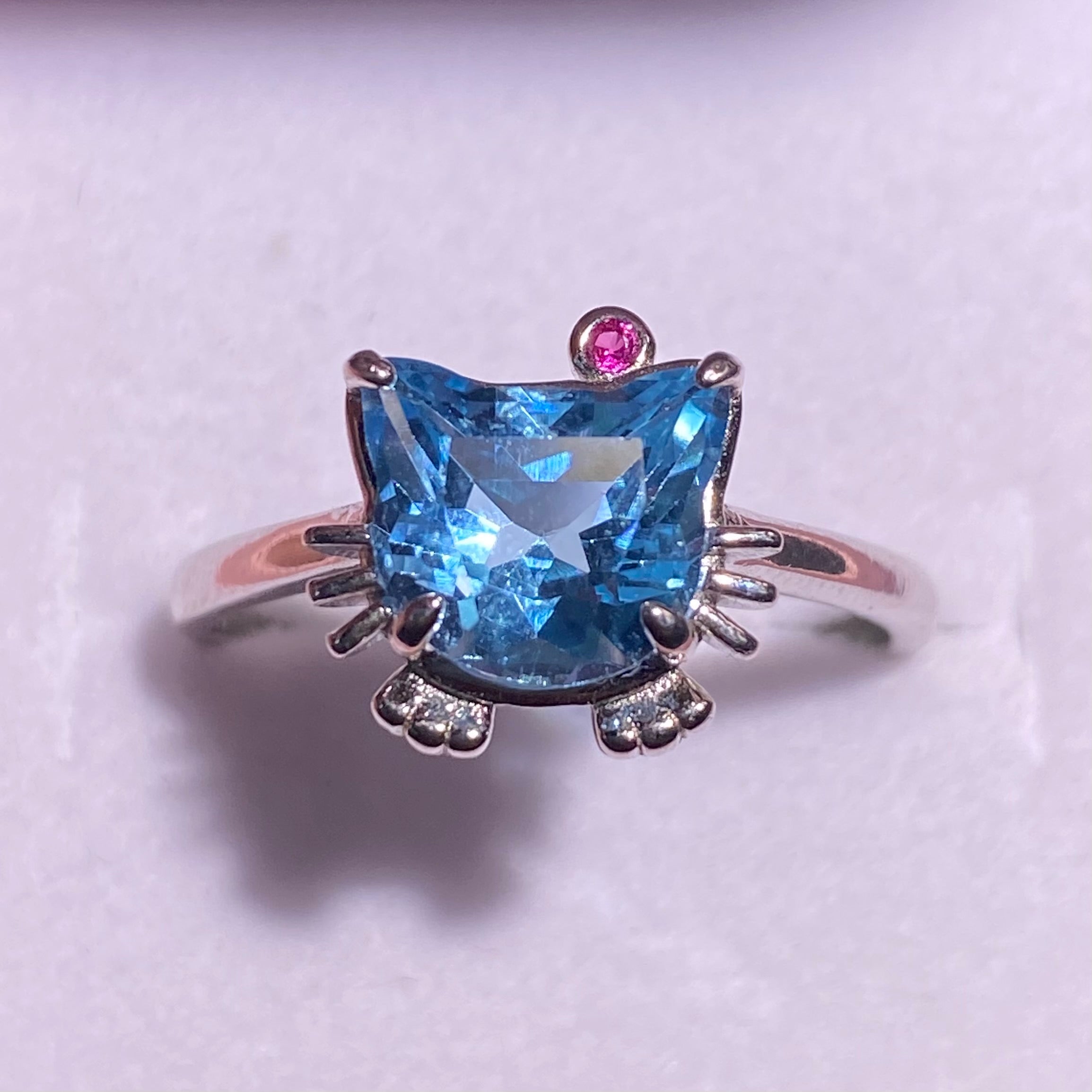 Natrual citrine kitty shaped s925 ring