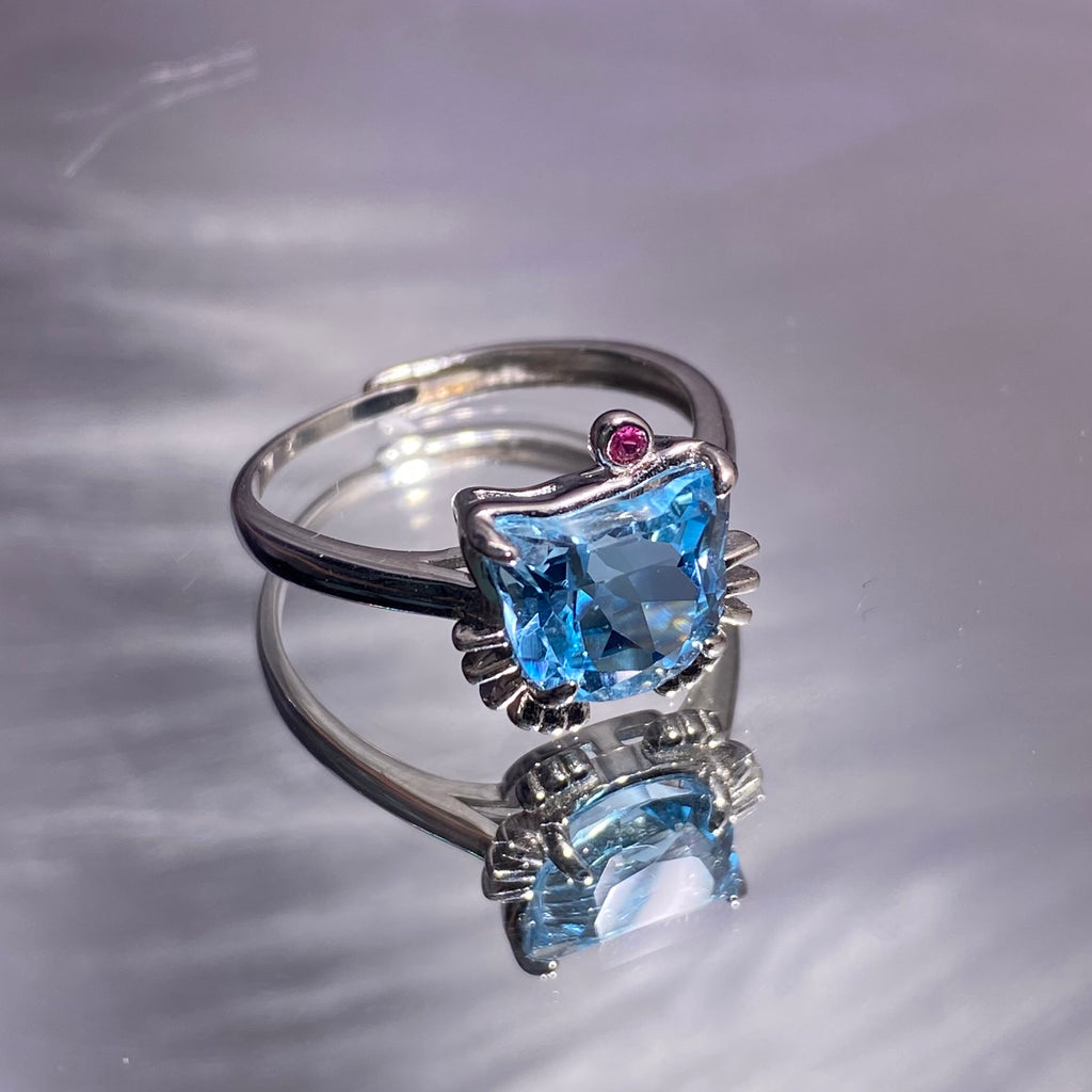 Natrual citrine kitty shaped s925 ring