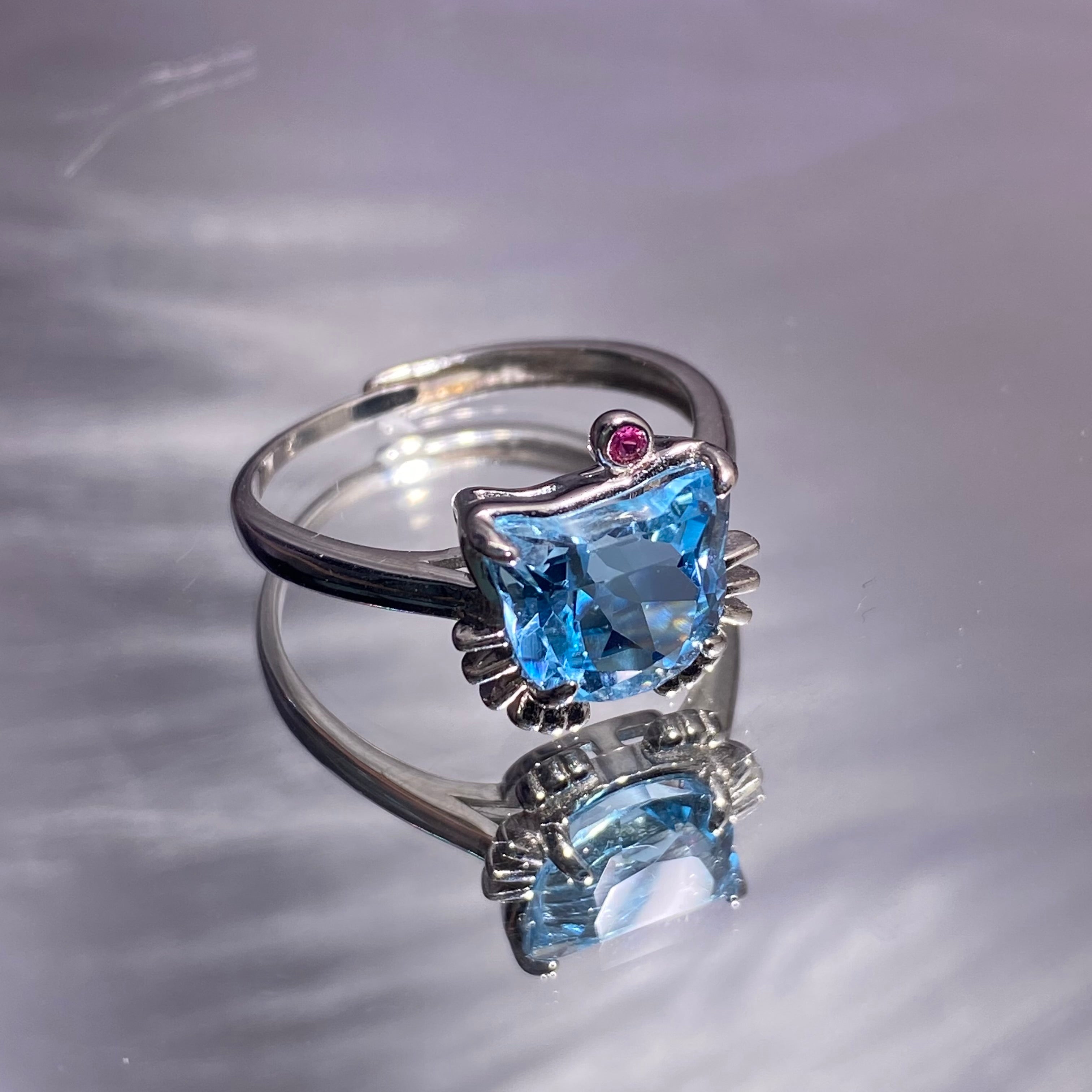 Natrual citrine kitty shaped s925 ring
