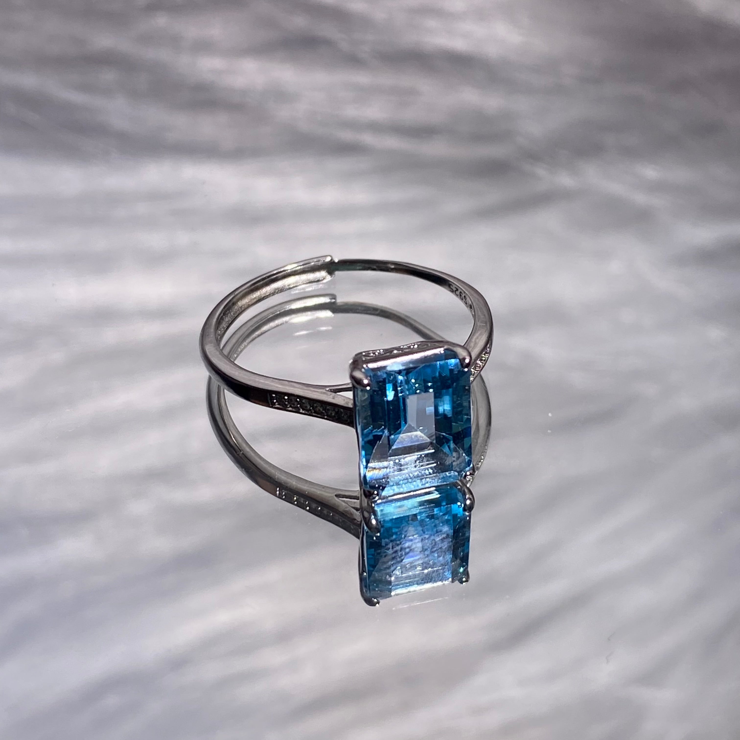 Natrual topaz  shaped s925 ring