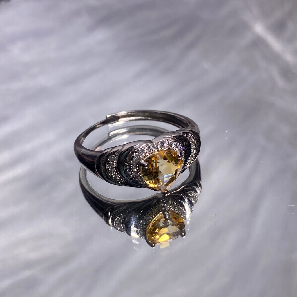Natrual citrine shaped s925 ring