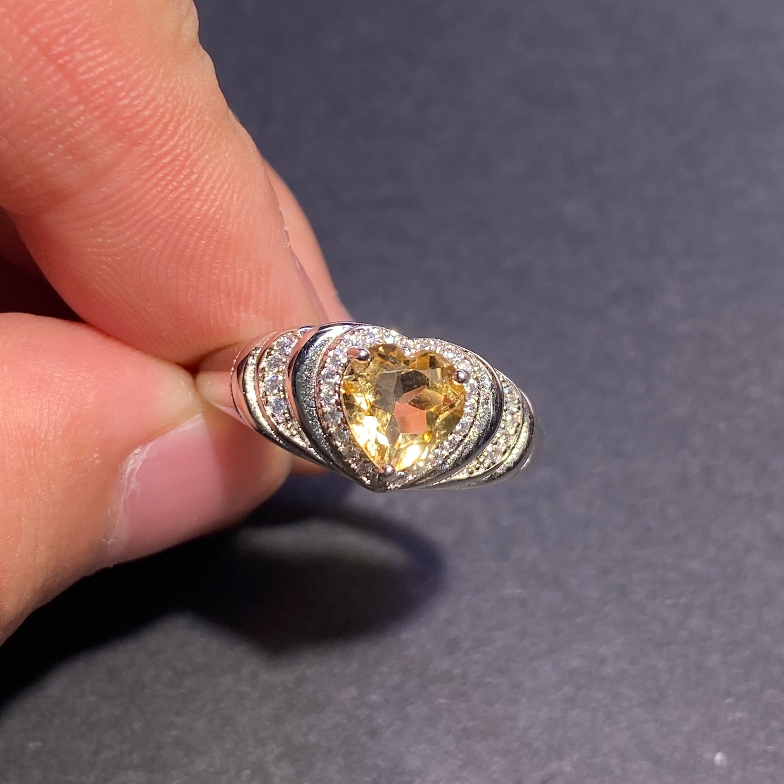 Natrual citrine shaped s925 ring