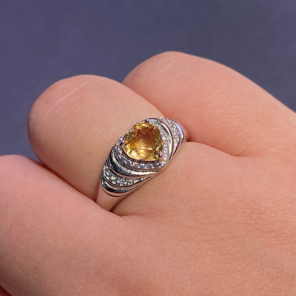 Natrual citrine shaped s925 ring