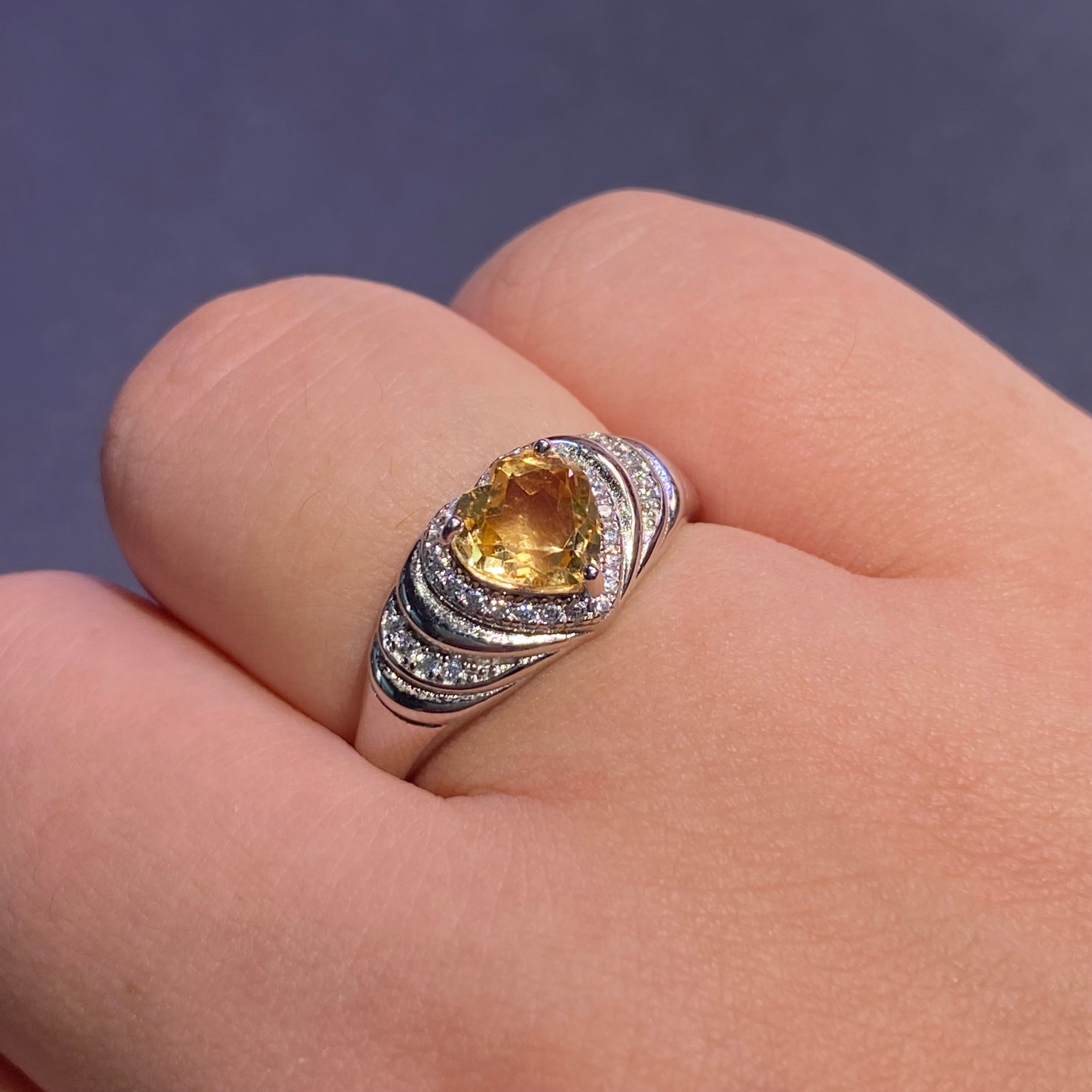 Natrual citrine shaped s925 ring