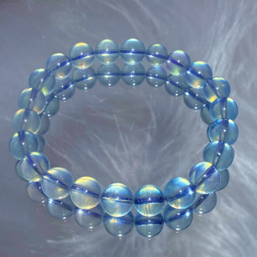 9mm+Natural Aquamarine Bracelet 15-16.5cm