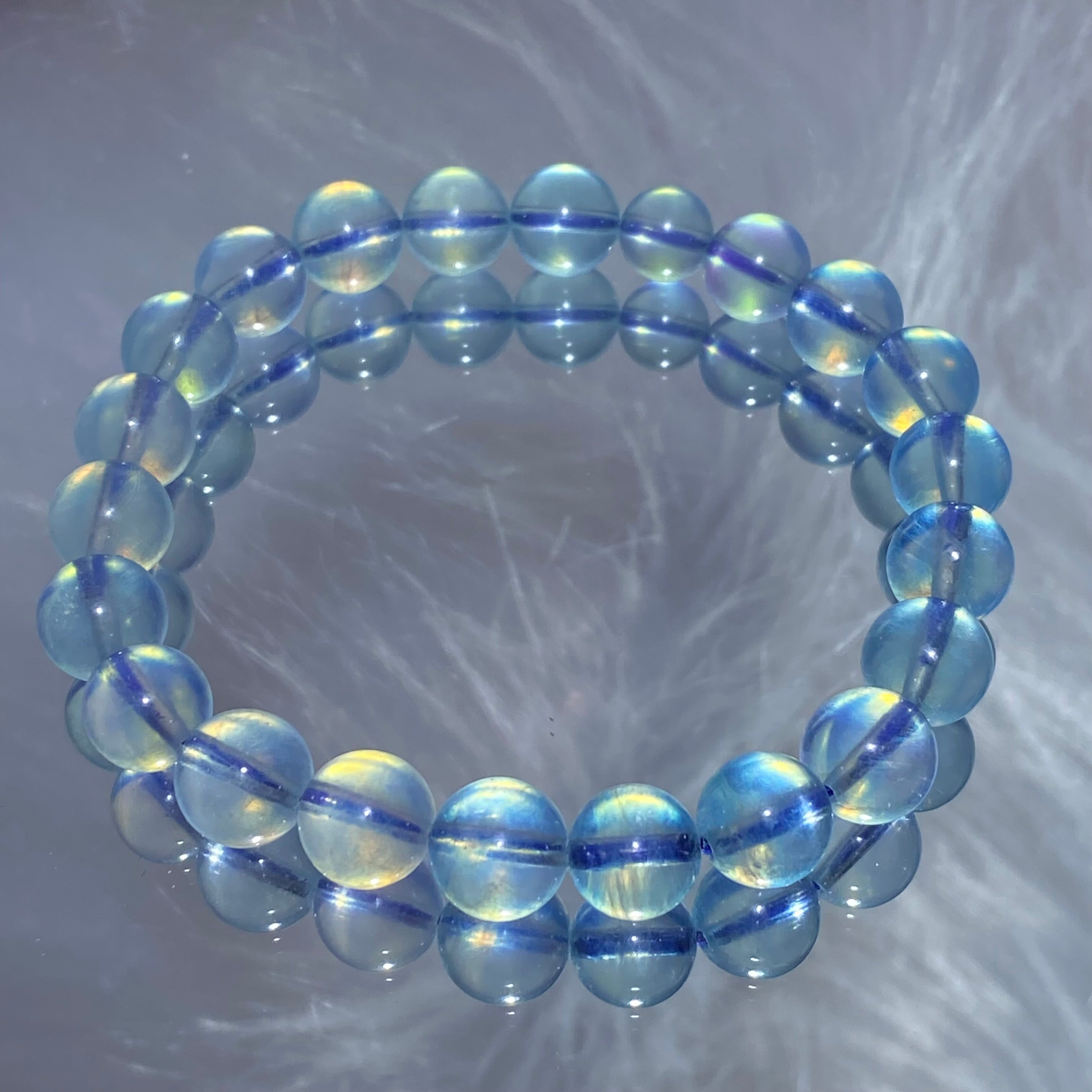 9mm+Natural Aquamarine Bracelet 15-16.5cm
