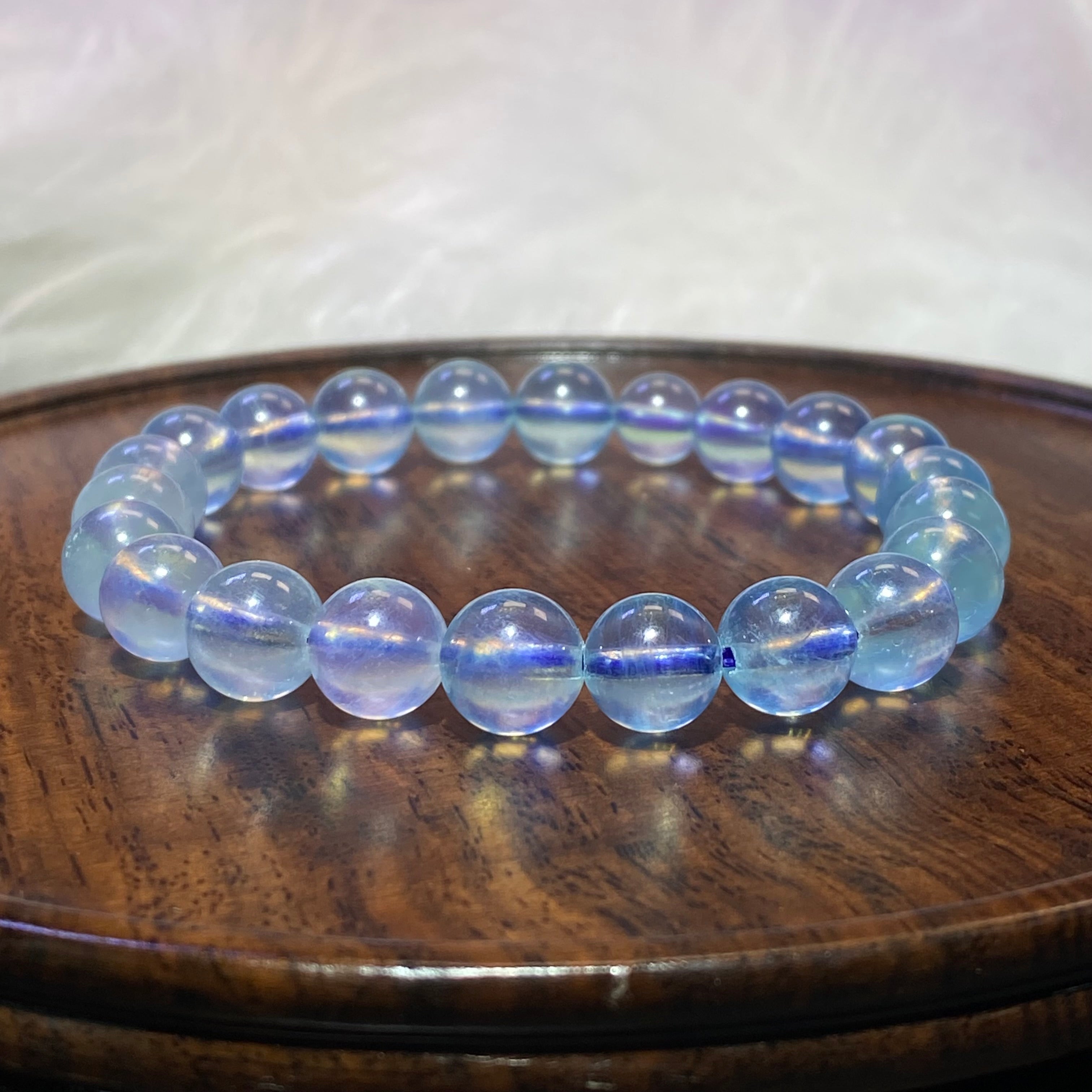 9mm+Natural Aquamarine Bracelet 15-16.5cm