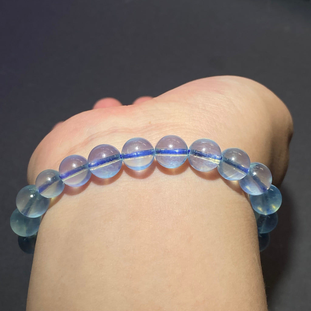 9mm+Natural Aquamarine Bracelet 15-16.5cm