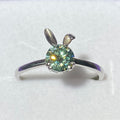 Mozambique diamond rabbit s925 ring