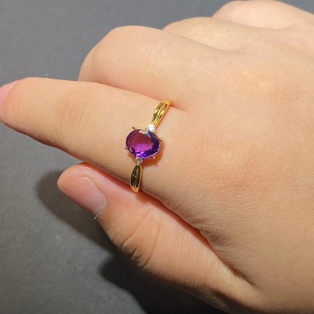 Natural Amethyst S925 Ring