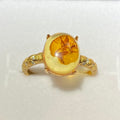 Flower Amber S925 Ring