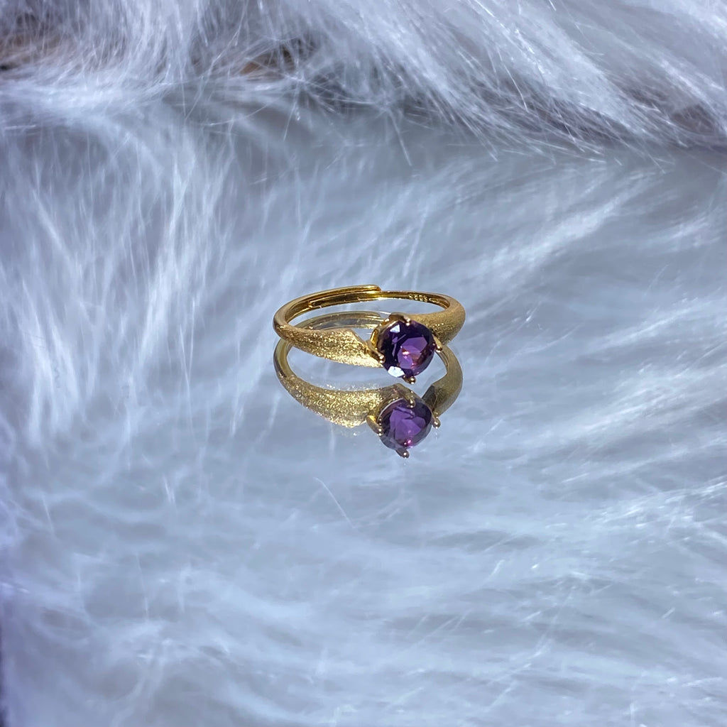 S925 Amethyst Gold Ring