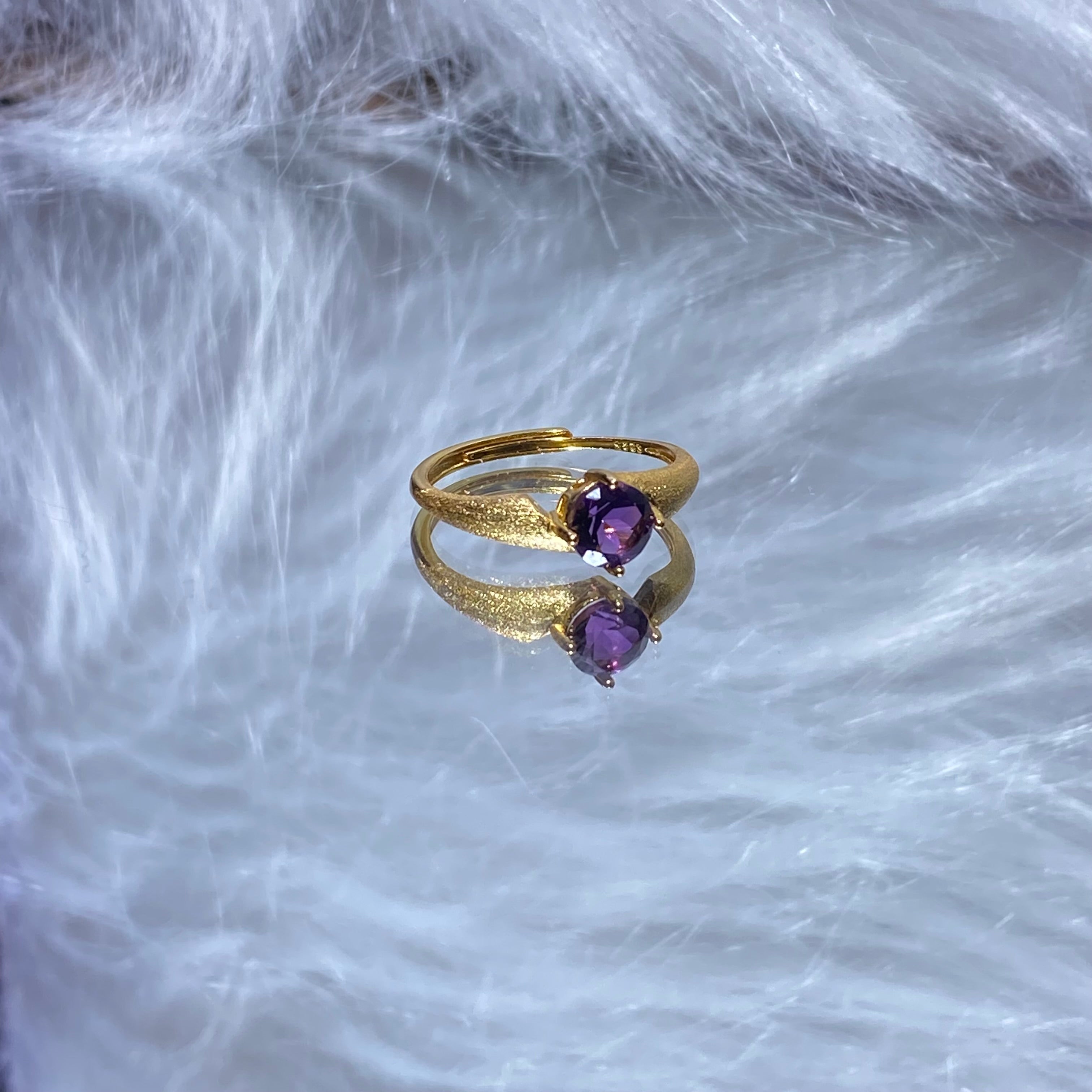 S925 Amethyst Gold Ring
