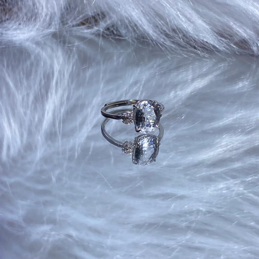 S925 Natural Clear quartz ring