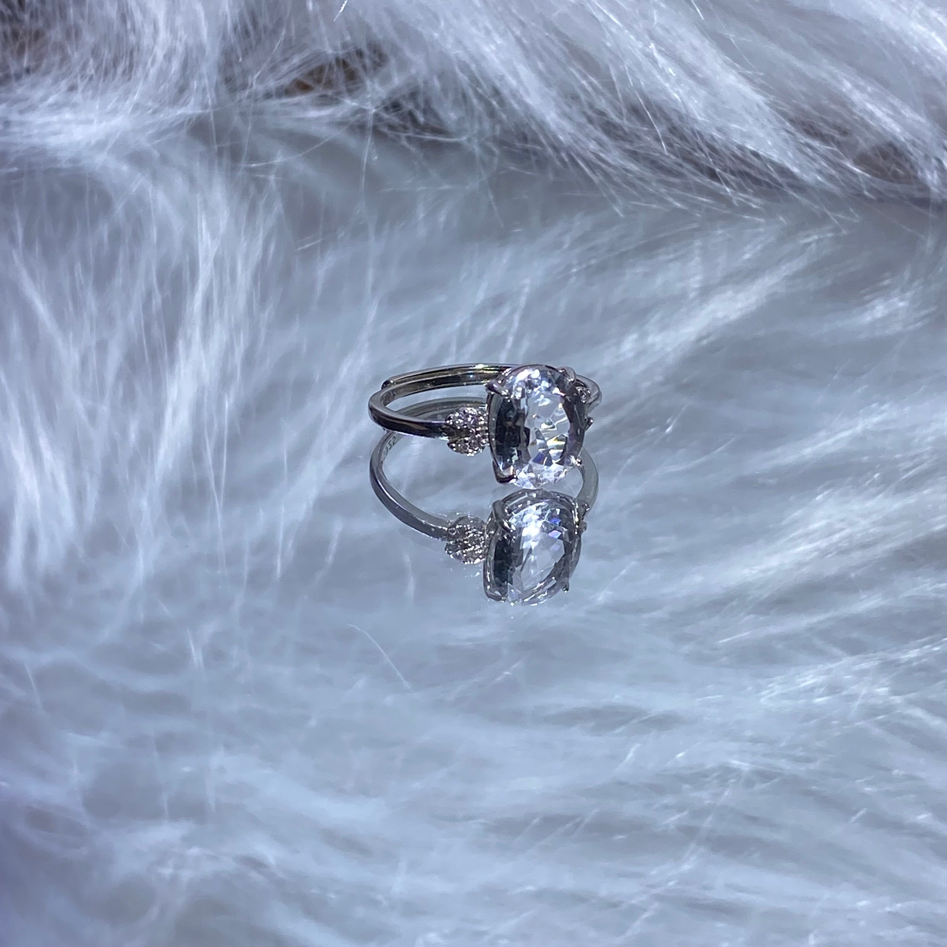 S925 Natural Clear quartz ring