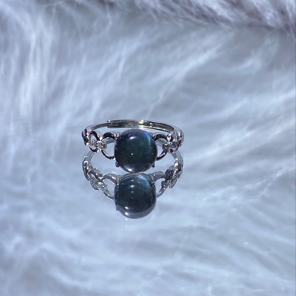 S925 Natural Labradorite Silver Ring