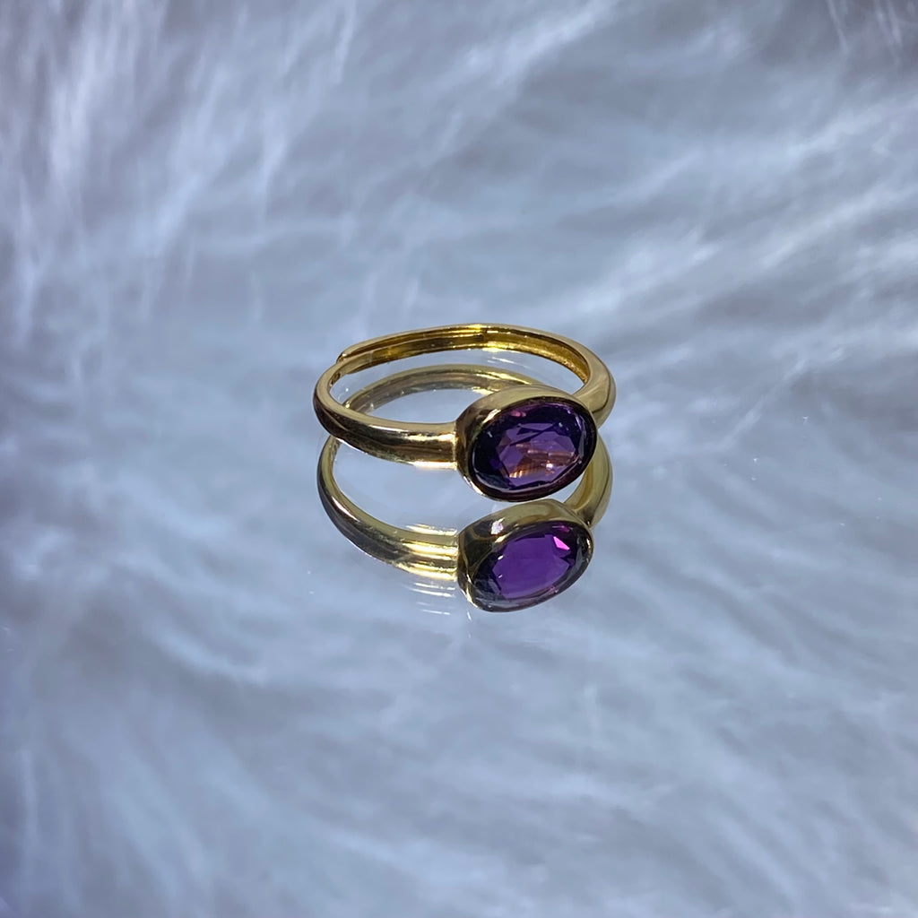 S925 Amethyst Gold Ring