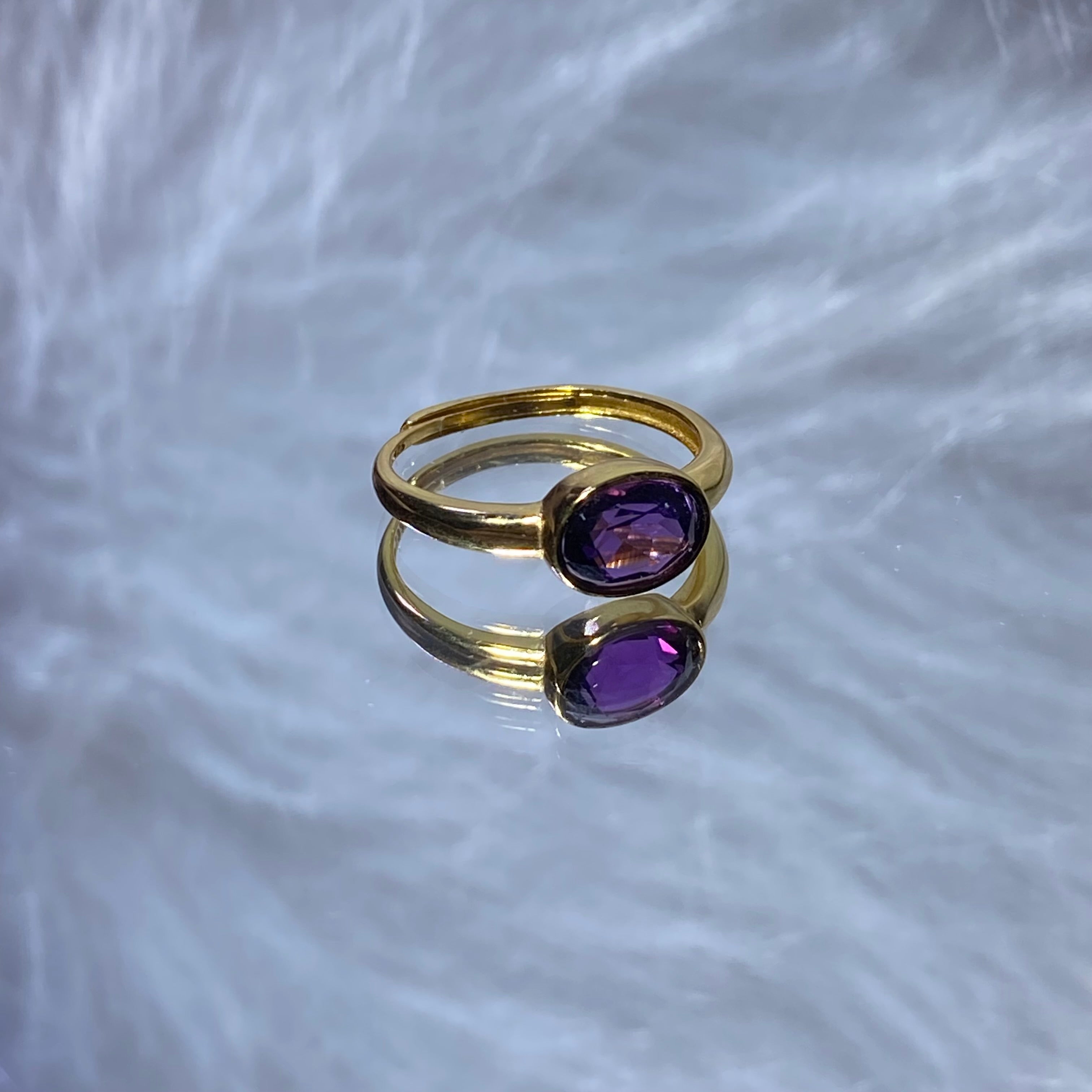 S925 Amethyst Gold Ring