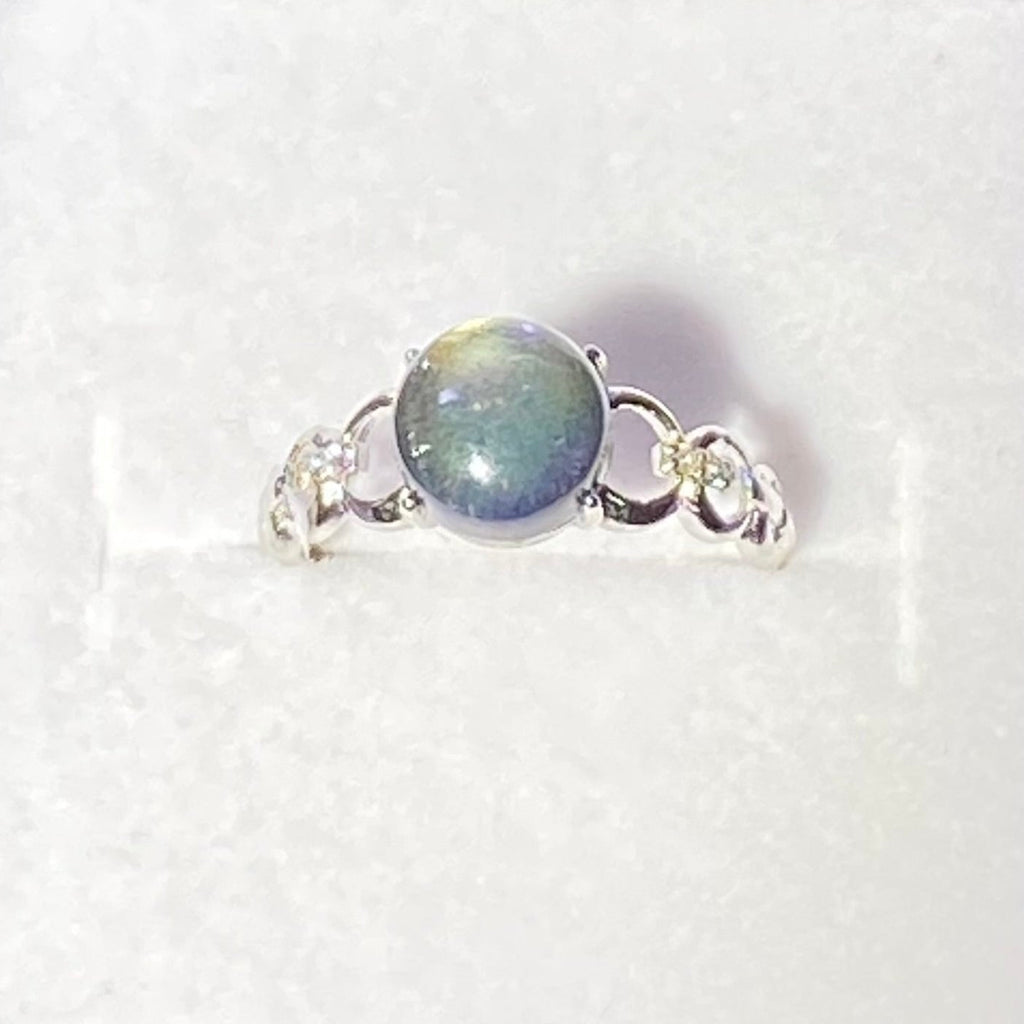 S925 Natural Labradorite Silver Ring