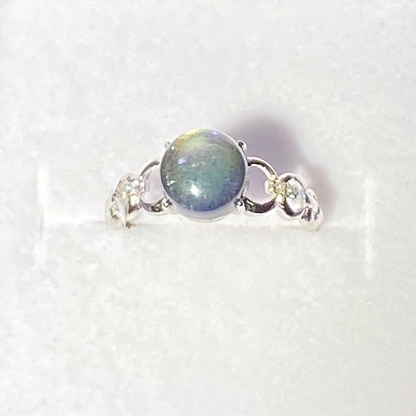 S925 Natural Labradorite Silver Ring