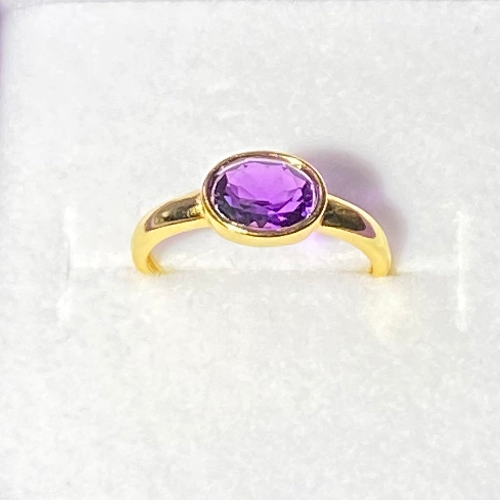 S925 Amethyst Gold Ring