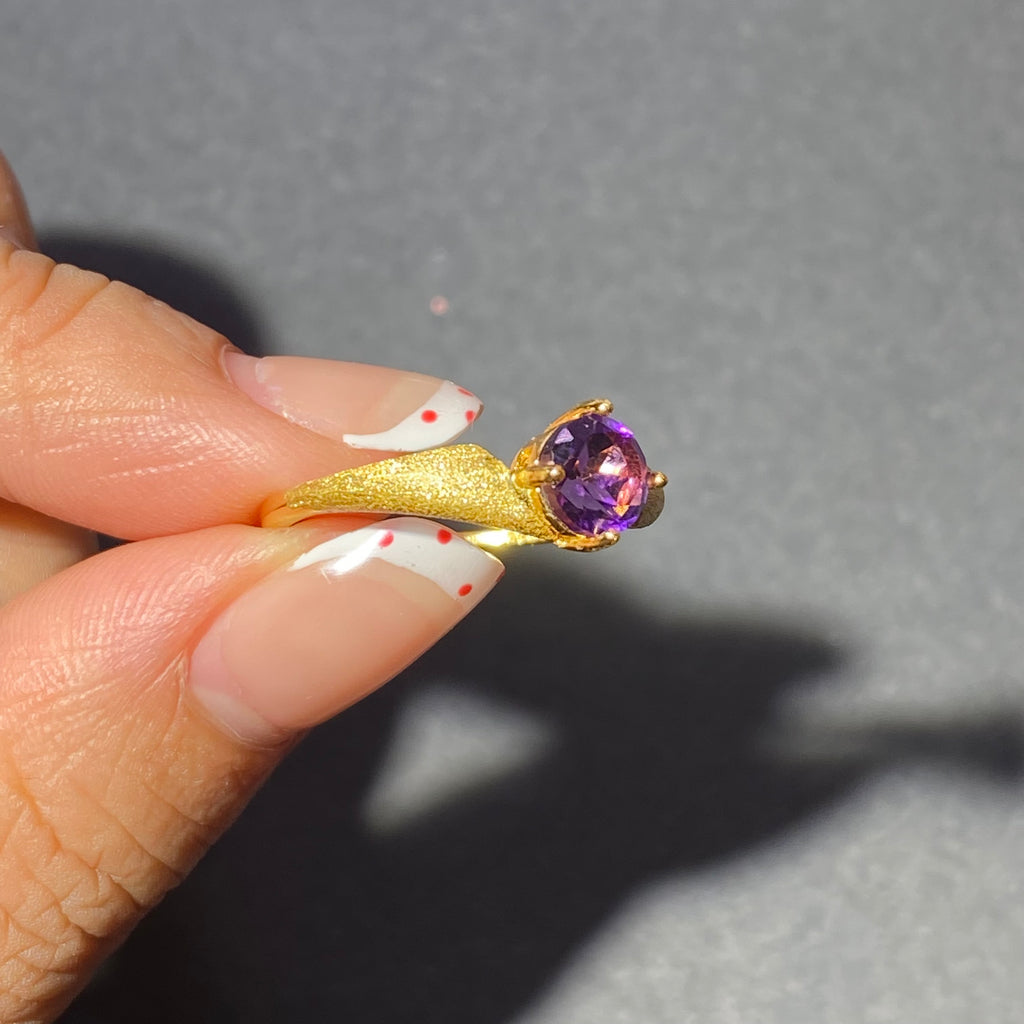 S925 Amethyst Gold Ring