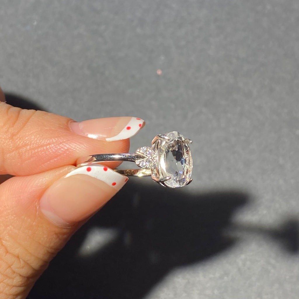 S925 Natural Clear quartz ring