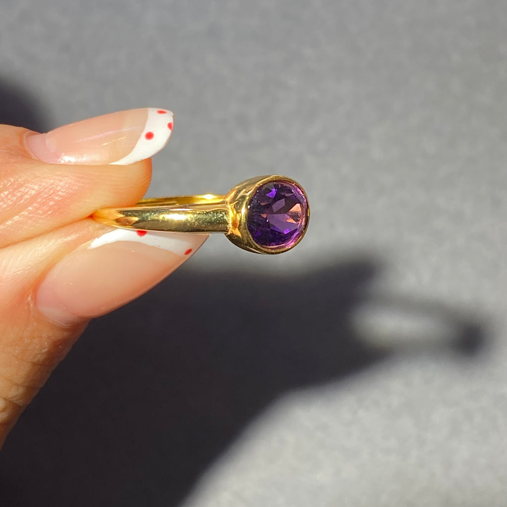 S925 Amethyst Gold Ring