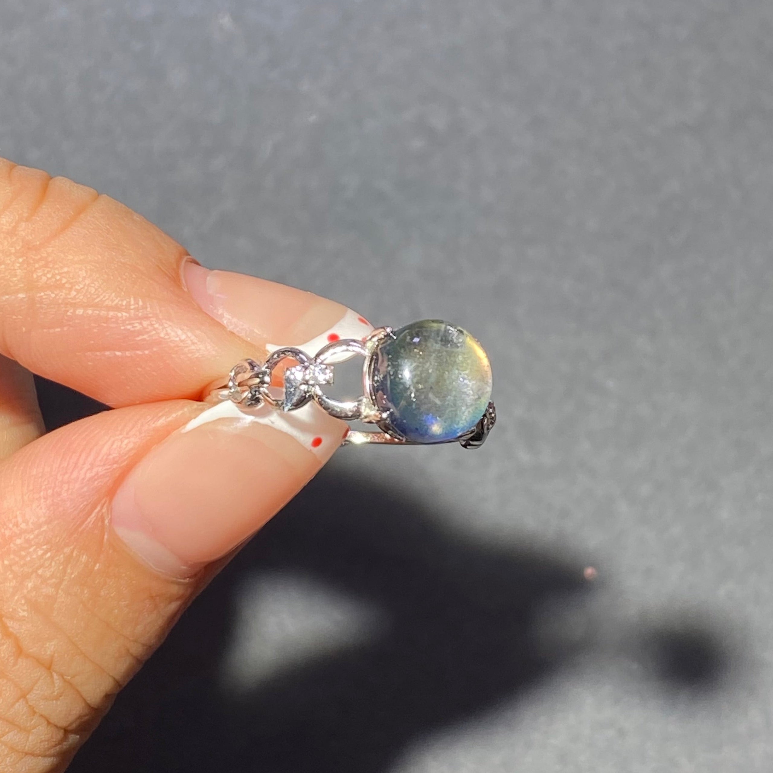 S925 Natural Labradorite Silver Ring