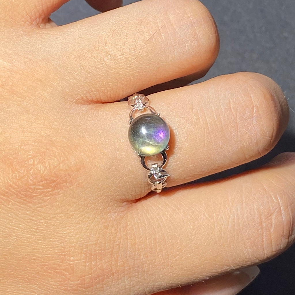 S925 Natural Labradorite Silver Ring