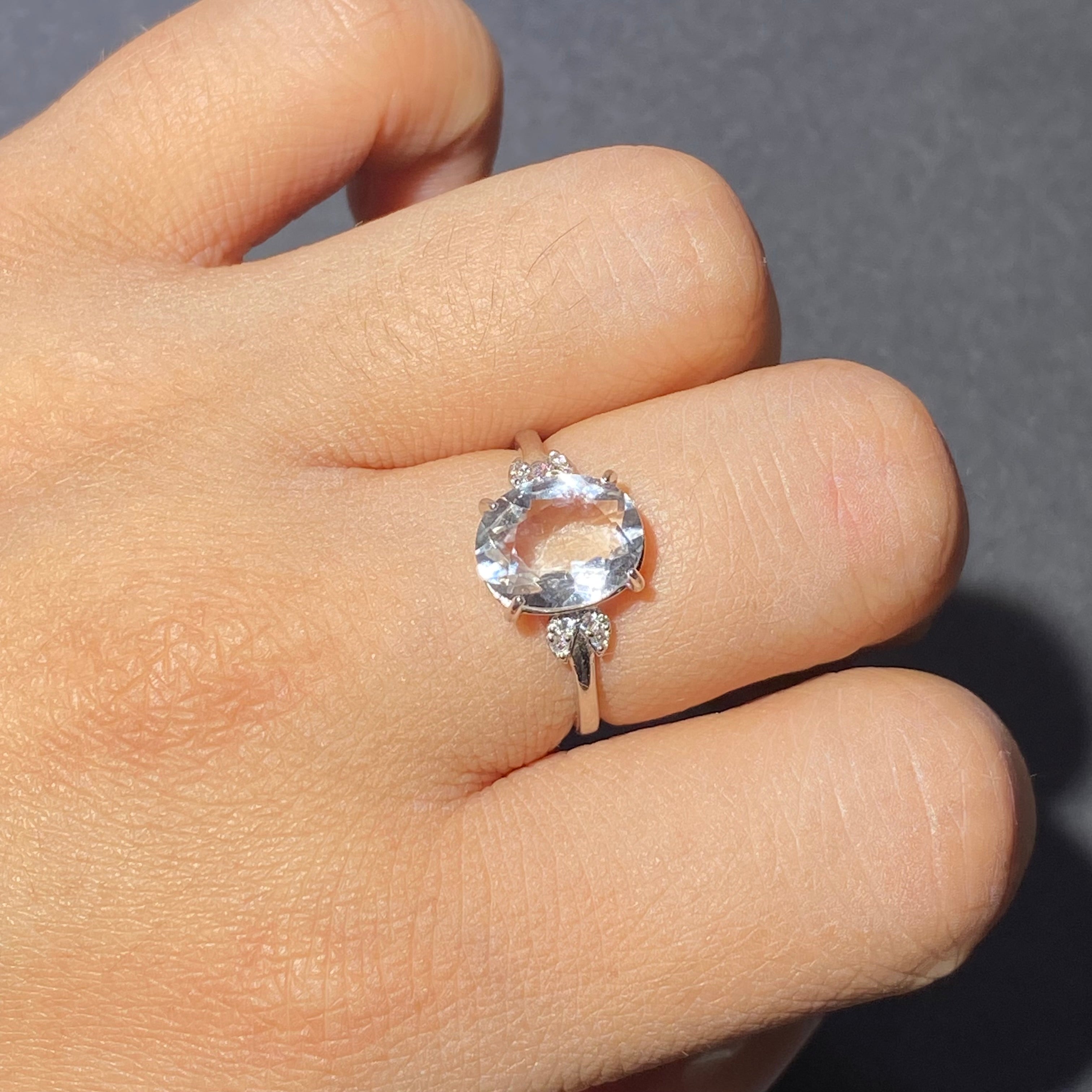 S925 Natural Clear quartz ring