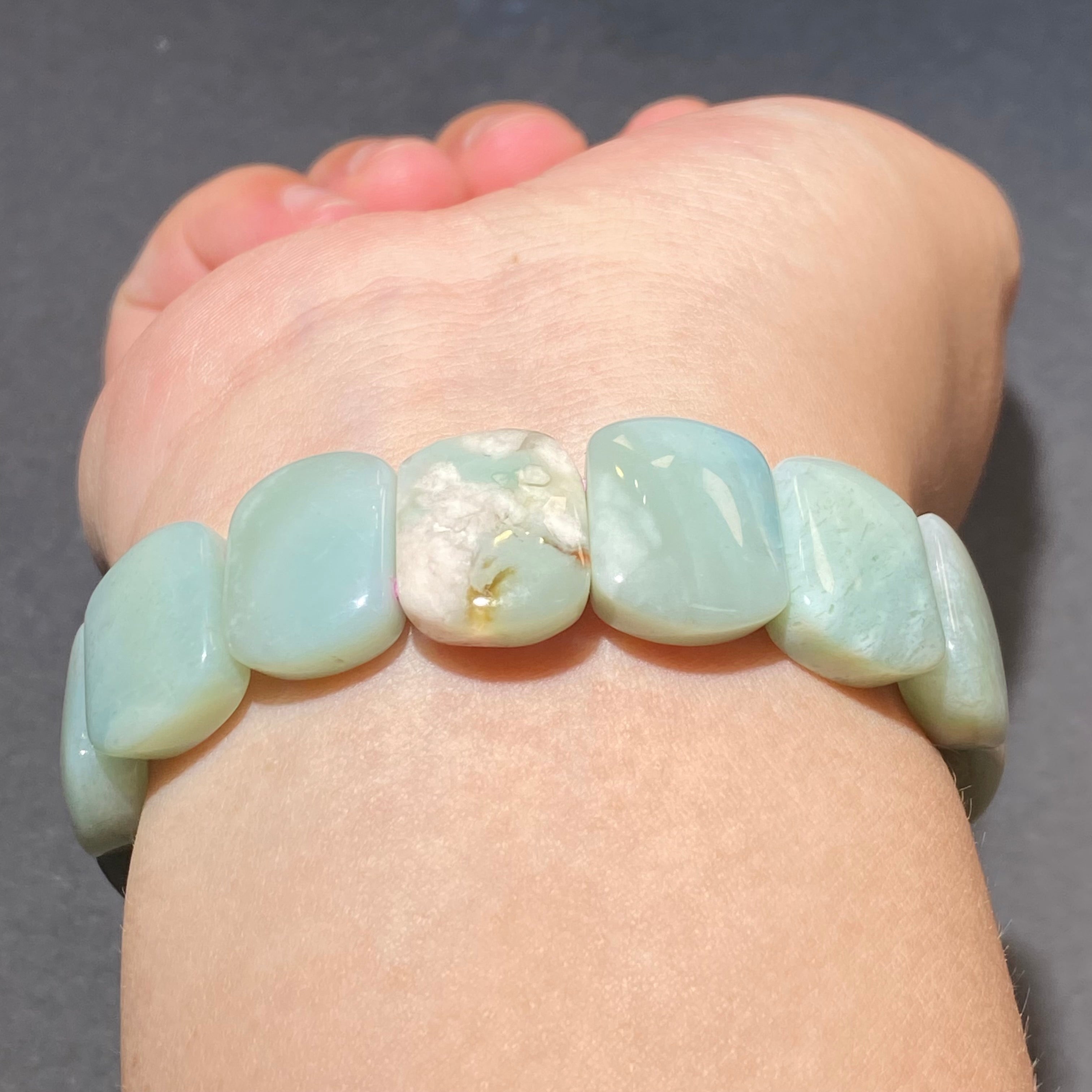 Natural Green Flower Agate 15-16.5cm